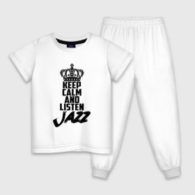 Детская пижама хлопок с принтом Keep calm and listen Jazz в Екатеринбурге, 100% хлопок |  брюки и футболка прямого кроя, без карманов, на брюках мягкая резинка на поясе и по низу штанин
 | jazz | африканские ритмы | афроамериканский | блюз | вокально | гармоническая | джаз | джас | европейская | жаз | жас | инструментальная | музыка | музыкальный | регтайм | структура | фольклор