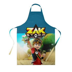 Фартук 3D с принтом Zak Storm_2 в Екатеринбурге, 100% полиэстер | общий размер — 65 х 85 см, ширина нагрудника — 26 см, горловина — 53 см, длина завязок — 54 см, общий обхват в поясе — 173 см. Принт на завязках и на горловине наносится с двух сторон, на основной части фартука — только с внешней стороны | zak storm | дети | зак шторм | мультик | мультики | мультфильм | мультфильмы | сёрфинг