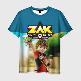 Мужская футболка 3D с принтом Zak Storm_2 в Екатеринбурге, 100% полиэфир | прямой крой, круглый вырез горловины, длина до линии бедер | zak storm | дети | зак шторм | мультик | мультики | мультфильм | мультфильмы | сёрфинг