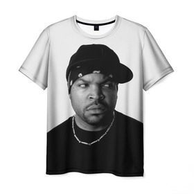 Мужская футболка 3D с принтом Ice Cube в Екатеринбурге, 100% полиэфир | прямой крой, круглый вырез горловины, длина до линии бедер | cube | hiphop | ice | legend | nwa | rap | рэп