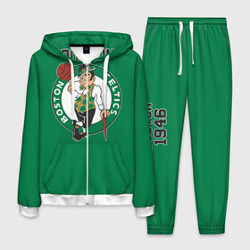 Мужской костюм 3D с принтом Boston Celtics в Екатеринбурге, 100% полиэстер | Манжеты и пояс оформлены тканевой резинкой, двухслойный капюшон со шнурком для регулировки, карманы спереди | boston | boston celtics | celtics | nba | баскетбол | бостон | нба | селтикс