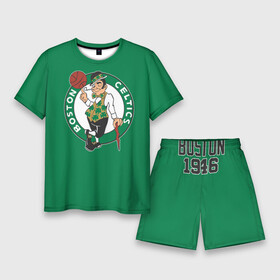 Мужской костюм с шортами 3D с принтом Boston Celtics в Екатеринбурге,  |  | boston | boston celtics | celtics | nba | баскетбол | бостон | нба | селтикс