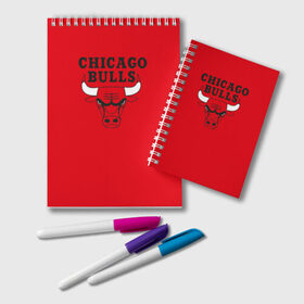 Блокнот с принтом Chicago Bulls в Екатеринбурге, 100% бумага | 48 листов, плотность листов — 60 г/м2, плотность картонной обложки — 250 г/м2. Листы скреплены удобной пружинной спиралью. Цвет линий — светло-серый
 | bulls | chicago | chicago bulls | nba | баскетбол | буллз | нба | чикаго буллз