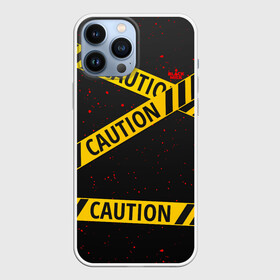 Чехол для iPhone 13 Pro Max с принтом Caution Style в Екатеринбурге,  |  | Тематика изображения на принте: blood | caution | street | tape | urban | брызги | кровь | лента | опасный | скотч | улица | урбан