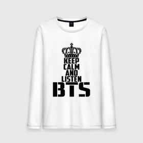 Мужской лонгслив хлопок с принтом Keep calm and listen BTS в Екатеринбурге, 100% хлопок |  | Тематика изображения на принте: bangtan boys | bts | j hope | jimin | jin | jungkook | k pop | rm | sonyeondan | suga | v | бойз бойс | бойскауты | бтс бенгтан. бангтан | группа | к поп | корейская | пуленепробиваемые | хип хоп