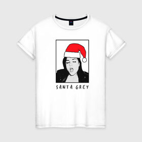 Женская футболка хлопок с принтом Sasha Grey (Santa) в Екатеринбурге, 100% хлопок | прямой крой, круглый вырез горловины, длина до линии бедер, слегка спущенное плечо | brazzers | sasha gray | sasha grey | бразерс | браззерс | саша грей | саша грэй