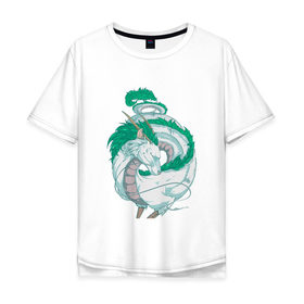 Мужская футболка хлопок Oversize с принтом Хаку в Екатеринбурге, 100% хлопок | свободный крой, круглый ворот, “спинка” длиннее передней части | аниме | миядзаки | унесенные призраками