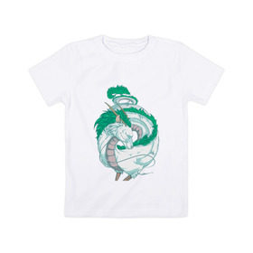 Детская футболка хлопок с принтом Хаку в Екатеринбурге, 100% хлопок | круглый вырез горловины, полуприлегающий силуэт, длина до линии бедер | Тематика изображения на принте: аниме | миядзаки | унесенные призраками