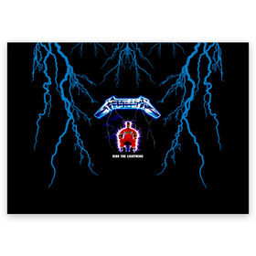 Поздравительная открытка с принтом Metallica, ride the lightning в Екатеринбурге, 100% бумага | плотность бумаги 280 г/м2, матовая, на обратной стороне линовка и место для марки
 | metallica | группа | джеймс хэтфилд | кирк хэмметт | ларс ульрих | метал | металика | металлика | миталика | музыка | роберт трухильо | рок | трэш | трэшметал | хард | хардрок | хеви | хевиметал