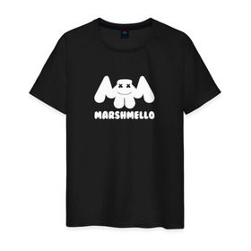 Мужская футболка хлопок с принтом Marshmello в Екатеринбурге, 100% хлопок | прямой крой, круглый вырез горловины, длина до линии бедер, слегка спущенное плечо. | edm | marshmello