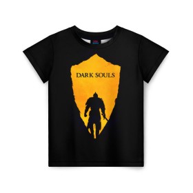 Детская футболка 3D с принтом Dark Souls в Екатеринбурге, 100% гипоаллергенный полиэфир | прямой крой, круглый вырез горловины, длина до линии бедер, чуть спущенное плечо, ткань немного тянется | dark | souls | дракон | души | игра | лордран | темные