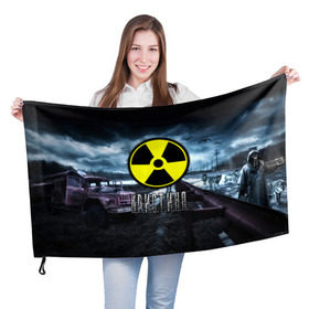 Флаг 3D с принтом S.T.A.L.K.E.R. - КРИСТИНА в Екатеринбурге, 100% полиэстер | плотность ткани — 95 г/м2, размер — 67 х 109 см. Принт наносится с одной стороны | радиация | сталкер