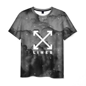Мужская футболка 3D с принтом Lines Arrows в Екатеринбурге, 100% полиэфир | прямой крой, круглый вырез горловины, длина до линии бедер | Тематика изображения на принте: линии | мода | облака | стиль | тренд