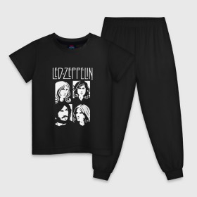 Детская пижама хлопок с принтом Группа Led Zeppelin в Екатеринбурге, 100% хлопок |  брюки и футболка прямого кроя, без карманов, на брюках мягкая резинка на поясе и по низу штанин
 | led | led zeppelin | блюз | группа | джимми пейдж | джон генри бонэм | джон пол джонс | лед зепелен | лед зеппелин | метал | роберт плант | рок | тяжелый | фолк | хард | хардрок | хеви | хевиметал
