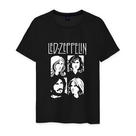Мужская футболка хлопок с принтом Группа Led Zeppelin в Екатеринбурге, 100% хлопок | прямой крой, круглый вырез горловины, длина до линии бедер, слегка спущенное плечо. | led | led zeppelin | блюз | группа | джимми пейдж | джон генри бонэм | джон пол джонс | лед зепелен | лед зеппелин | метал | роберт плант | рок | тяжелый | фолк | хард | хардрок | хеви | хевиметал