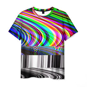 Мужская футболка 3D с принтом Psyhodelic style в Екатеринбурге, 100% полиэфир | прямой крой, круглый вырез горловины, длина до линии бедер | abstraction | color | optical | pattern | tie dye | абстракция | краска | краски | линии | оптический | паттерн | полосы | психоделика | узор