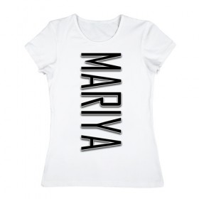 Женская футболка хлопок с принтом Mariya-black в Екатеринбурге, 100% хлопок | прямой крой, круглый вырез горловины, длина до линии бедер, слегка спущенное плечо | 