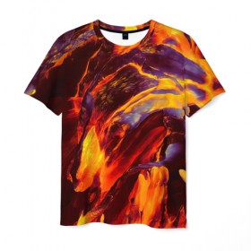 Мужская футболка 3D с принтом Fire в Екатеринбурге, 100% полиэфир | прямой крой, круглый вырез горловины, длина до линии бедер | abstract | color | colourful | абстракция | жара | лето | огонь | пламя | цвет | цветастый | цветной