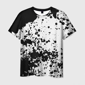 Мужская футболка 3D с принтом Черно-белые капли в Екатеринбурге, 100% полиэфир | прямой крой, круглый вырез горловины, длина до линии бедер | abstraction | watercolor | абстракция красок | акварель | брызги красок | живопись | краска | потертость красок | размытые краски | текстуры | черно белый | яркие | яркие краски