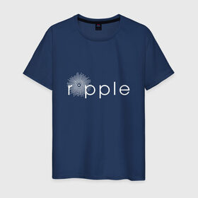 Мужская футболка хлопок с принтом Ripple в Екатеринбурге, 100% хлопок | прямой крой, круглый вырез горловины, длина до линии бедер, слегка спущенное плечо. | coin | ripple | биткоин | криптовалюта | рипл
