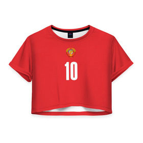 Женская футболка 3D укороченная с принтом Движение вверх в Екатеринбурге, 100% полиэстер | круглая горловина, длина футболки до линии талии, рукава с отворотами | мюнхен | олимпиада 1972 | сборная ссср форма