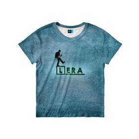 Детская футболка 3D с принтом Лера в стиле Доктор Хаус в Екатеринбурге, 100% гипоаллергенный полиэфир | прямой крой, круглый вырез горловины, длина до линии бедер, чуть спущенное плечо, ткань немного тянется | house | m.d. | бирюзовый | валерия | лера | лерка