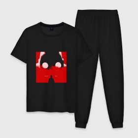 Мужская пижама хлопок с принтом Крот в Екатеринбурге, 100% хлопок | брюки и футболка прямого кроя, без карманов, на брюках мягкая резинка на поясе и по низу штанин
 | Тематика изображения на принте: rap | дмитрий кузнецов | рэп | рэпер | хаски