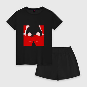 Женская пижама с шортиками хлопок с принтом Крот в Екатеринбурге, 100% хлопок | футболка прямого кроя, шорты свободные с широкой мягкой резинкой | rap | дмитрий кузнецов | рэп | рэпер | хаски