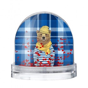 Водяной шар с принтом Медведь Хипстер в Екатеринбурге, Пластик | Изображение внутри шара печатается на глянцевой фотобумаге с двух сторон | 