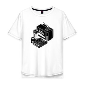 Мужская футболка хлопок Oversize с принтом Old School в Екатеринбурге, 100% хлопок | свободный крой, круглый ворот, “спинка” длиннее передней части | dendy | nintendo | super mario bros. | tv | денди | марио | нинтендо | тв