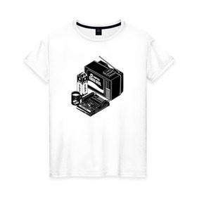 Женская футболка хлопок с принтом Old School в Екатеринбурге, 100% хлопок | прямой крой, круглый вырез горловины, длина до линии бедер, слегка спущенное плечо | dendy | nintendo | super mario bros. | tv | денди | марио | нинтендо | тв