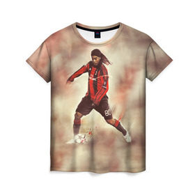 Женская футболка 3D с принтом Ronaldinho в Екатеринбурге, 100% полиэфир ( синтетическое хлопкоподобное полотно) | прямой крой, круглый вырез горловины, длина до линии бедер | ronaldinho | роналдиньо | роналдинью | рональдиньо