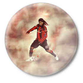 Значок с принтом Ronaldinho в Екатеринбурге,  металл | круглая форма, металлическая застежка в виде булавки | ronaldinho | роналдиньо | роналдинью | рональдиньо