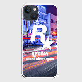 Чехол для iPhone 13 с принтом Артём в стиле GTA в Екатеринбурге,  |  | game | grand theft auto v | gta 5 | gta online | gta v | артем | город | игры | имена