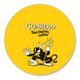 Коврик круглый с принтом Cuphead в Екатеринбурге, резина и полиэстер | круглая форма, изображение наносится на всю лицевую часть | cuphead | капхед | компьтерная игра