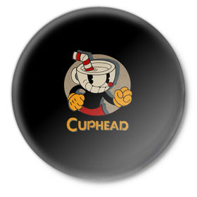 Значок с принтом Cuphead в Екатеринбурге,  металл | круглая форма, металлическая застежка в виде булавки | cuphead | капхед | компьтерная игра