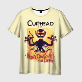 Мужская футболка 3D с принтом Cuphead в Екатеринбурге, 100% полиэфир | прямой крой, круглый вырез горловины, длина до линии бедер | cuphead | капхед | компьтерная игра