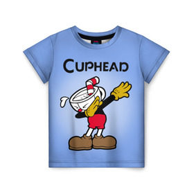 Детская футболка 3D с принтом Cuphead в Екатеринбурге, 100% гипоаллергенный полиэфир | прямой крой, круглый вырез горловины, длина до линии бедер, чуть спущенное плечо, ткань немного тянется | Тематика изображения на принте: cuphead | капхед | компьтерная игра