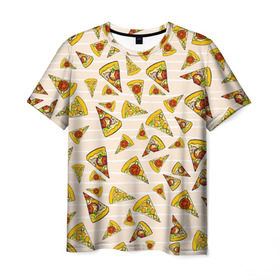 Мужская футболка 3D с принтом Pizza love в Екатеринбурге, 100% полиэфир | прямой крой, круглый вырез горловины, длина до линии бедер | Тематика изображения на принте: 14 февраля | love | pizza | valentine | любовь