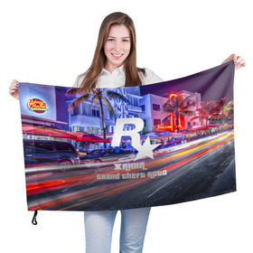 Флаг 3D с принтом Жанна в стиле GTA в Екатеринбурге, 100% полиэстер | плотность ткани — 95 г/м2, размер — 67 х 109 см. Принт наносится с одной стороны | 