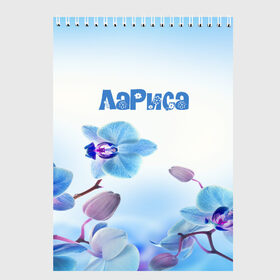Скетчбук с принтом Лариса в Екатеринбурге, 100% бумага
 | 48 листов, плотность листов — 100 г/м2, плотность картонной обложки — 250 г/м2. Листы скреплены сверху удобной пружинной спиралью | flower | name | spring | букет | весна | имена | имя | лариса | природа | узор | цветочный | цветы