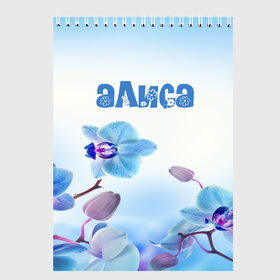 Скетчбук с принтом Алиса в Екатеринбурге, 100% бумага
 | 48 листов, плотность листов — 100 г/м2, плотность картонной обложки — 250 г/м2. Листы скреплены сверху удобной пружинной спиралью | flower | name | spring | алиса | букет | весна | имена | имя | природа | узор | цветочный | цветы