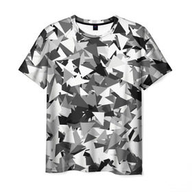 Мужская футболка 3D с принтом Городской серый камуфляж в Екатеринбурге, 100% полиэфир | прямой крой, круглый вырез горловины, длина до линии бедер | армия | геометрический | геометрия | маскировка | милитари | паттерн | текстура | треугольники | чернобелый