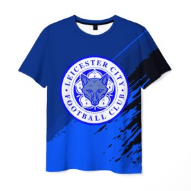 Мужская футболка 3D с принтом FC Leicester abstract style в Екатеринбурге, 100% полиэфир | прямой крой, круглый вырез горловины, длина до линии бедер | 