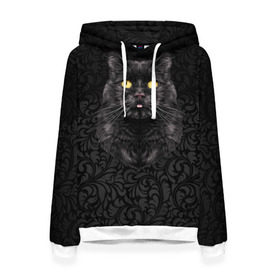 Женская толстовка 3D с принтом Чёрный котик в Екатеринбурге, 100% полиэстер  | двухслойный капюшон со шнурком для регулировки, мягкие манжеты на рукавах и по низу толстовки, спереди карман-кенгуру с мягким внутренним слоем. | кошка | чёрная