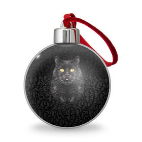 Ёлочный шар с принтом Чёрный котик в Екатеринбурге, Пластик | Диаметр: 77 мм | кошка | чёрная