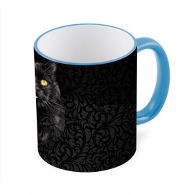 Кружка 3D с принтом Чёрный котик в Екатеринбурге, керамика | ёмкость 330 мл | кошка | чёрная