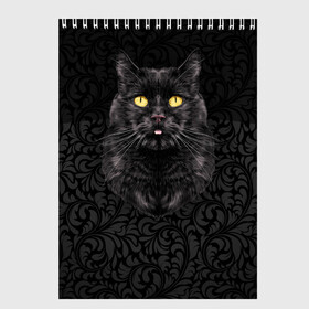 Скетчбук с принтом Чёрный котик в Екатеринбурге, 100% бумага
 | 48 листов, плотность листов — 100 г/м2, плотность картонной обложки — 250 г/м2. Листы скреплены сверху удобной пружинной спиралью | Тематика изображения на принте: кошка | чёрная