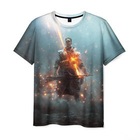 Мужская футболка 3D с принтом BATTLEFIELD 1 в Екатеринбурге, 100% полиэфир | прямой крой, круглый вырез горловины, длина до линии бедер | 