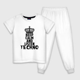 Детская пижама хлопок с принтом Keep calm and listen Techno в Екатеринбурге, 100% хлопок |  брюки и футболка прямого кроя, без карманов, на брюках мягкая резинка на поясе и по низу штанин
 | ebm | edm | hi nrg | techno | габбер | даб | детройт | дип | индастриал | италиан | минимал | музыка | синтипоп | тек хаус | техно | фанк | хард | чикаго хаус | шранц | эйсид | электро | электронная